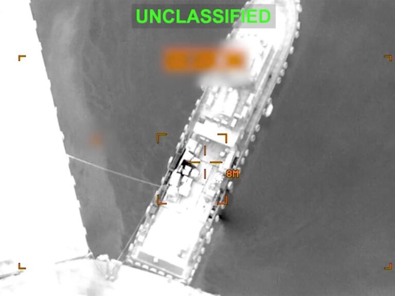 An Iranian Naval vessel near the Strait of Hormuz prior to being bombed by US Forces