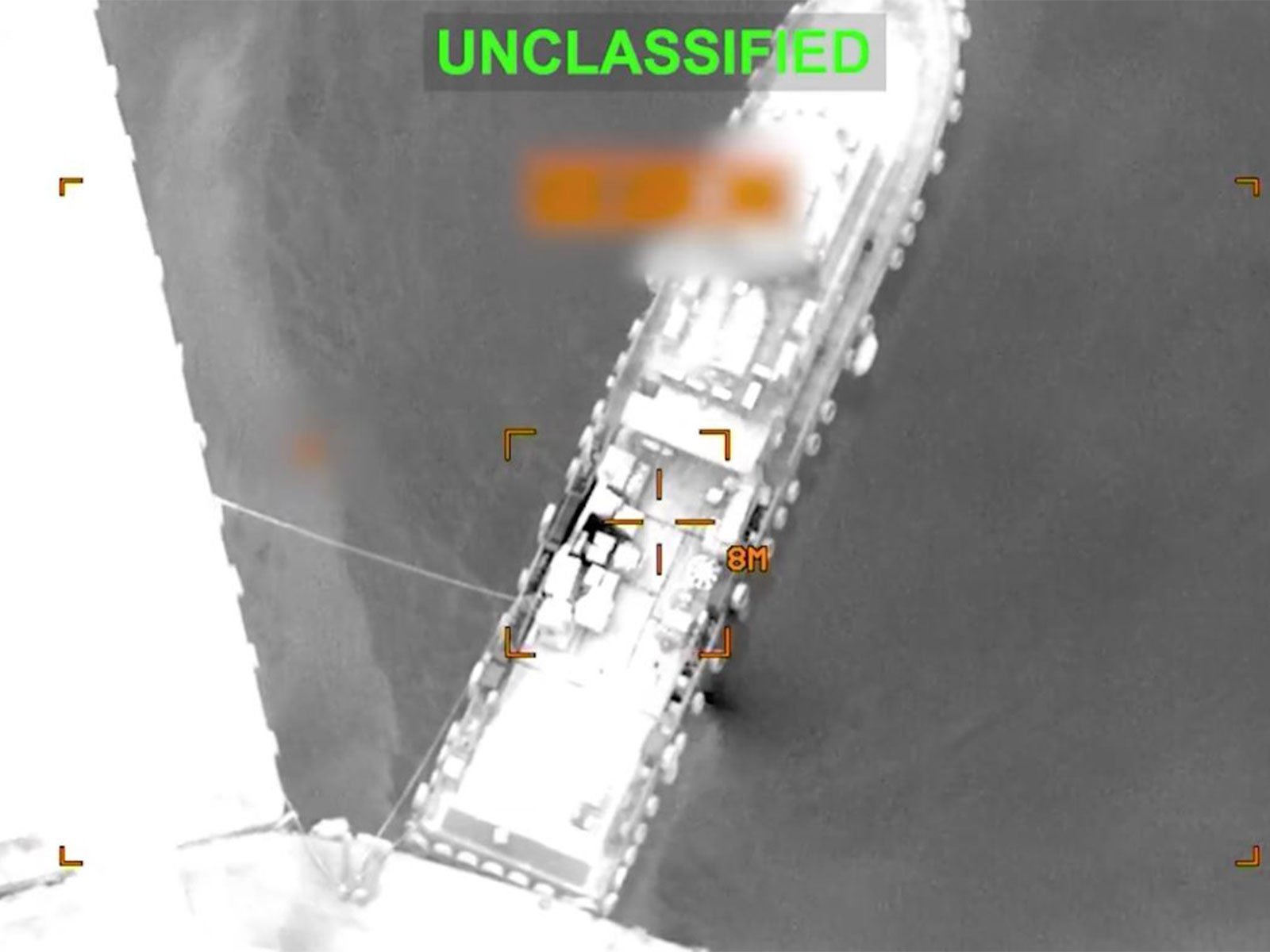 An Iranian Naval vessel near the Strait of Hormuz prior to being bombed by US Forces