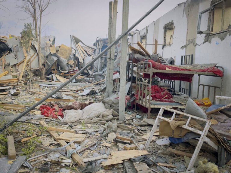 Debris after an air strike at a ward of a drug users rehabilitation hospital in Kabul, Afghanistan