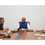 Defence Minister Rajnath Singh chairs a meeting