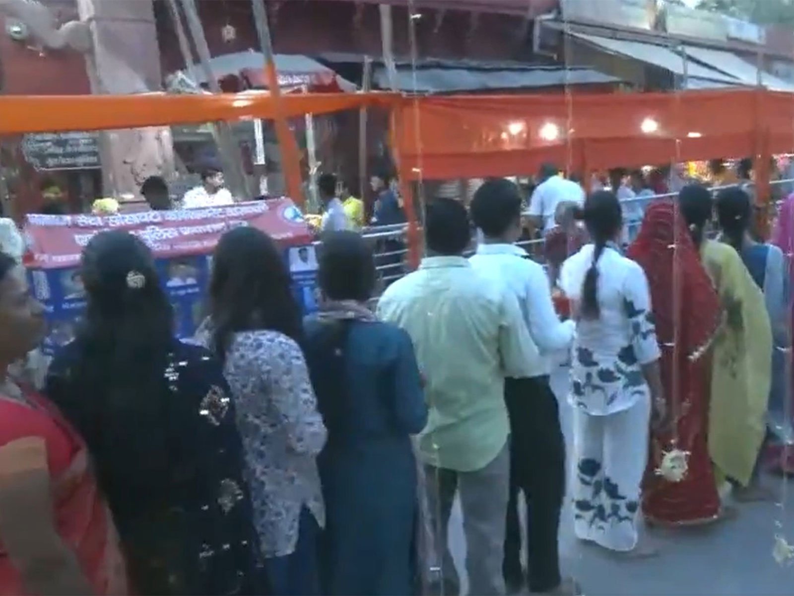 Devotees at Shri Durgakund Temple in Varanasi