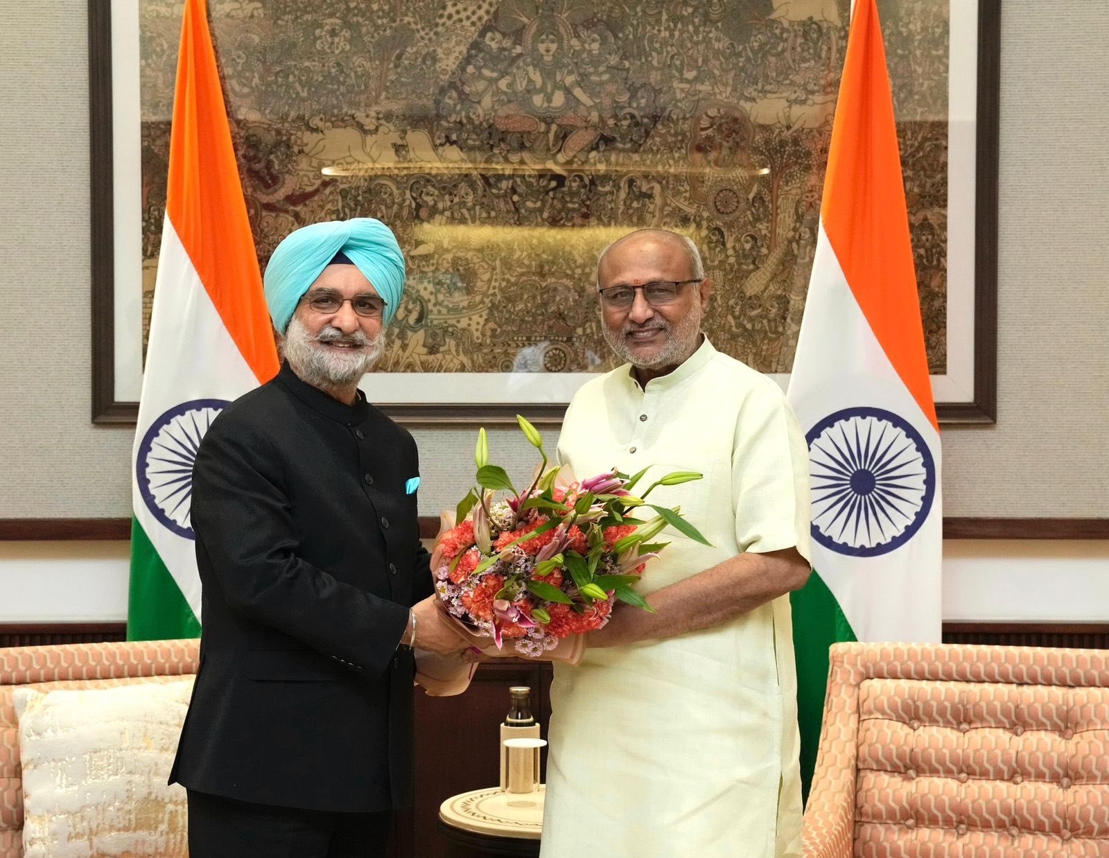 Lieutenant Governor of Delhi, Taranjit Singh Sandhu, with Vice President of India C P Radhakrishnan