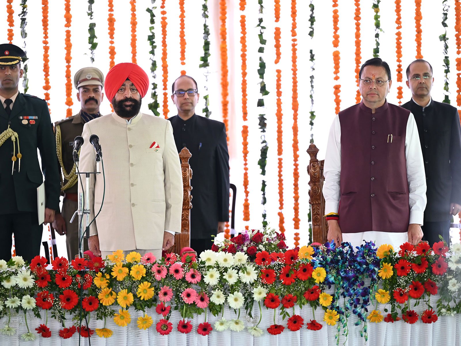 Uttarakhand CM Pushkar Singh Dhami and Governor Gurmit Singh
