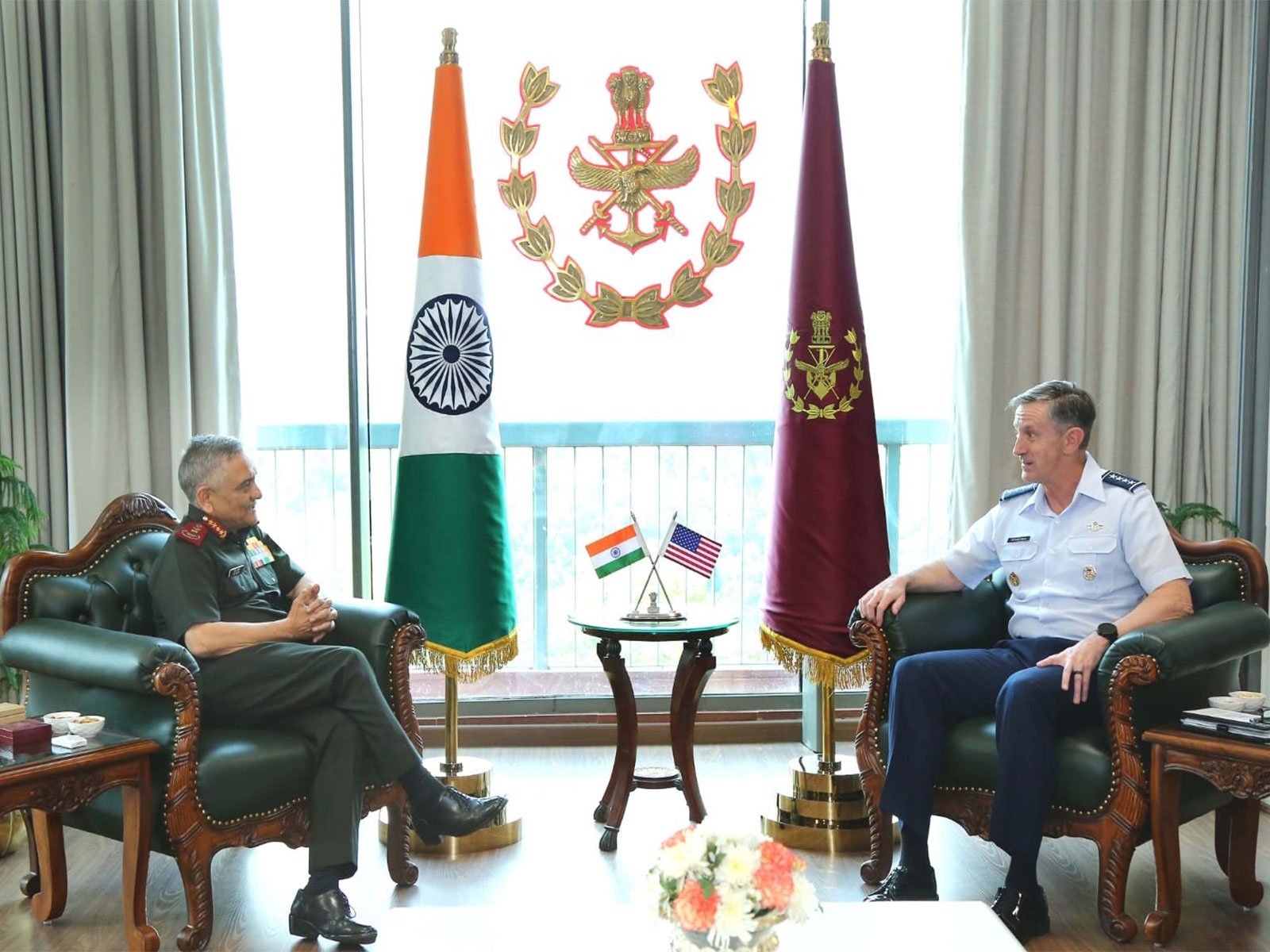 CDS Army Chief of Defence Staff General Anil Chauhan with General Kevin B Schneider, Commander, Pacific Air Force and Air Component Commander, US Indo-Pacific Command