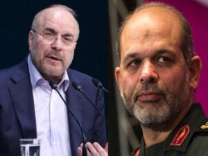 Iranian Parliament Speaker Mohammad Bagher Ghalibaf and Islamic Revolutionary Guards Corps (IRGC) Commander Major General Ahmad Vahidi
