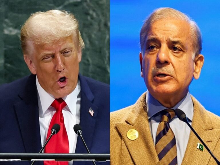 US President Donald Trump (L), Pakistan's Prime Minister Shehbaz Sharif