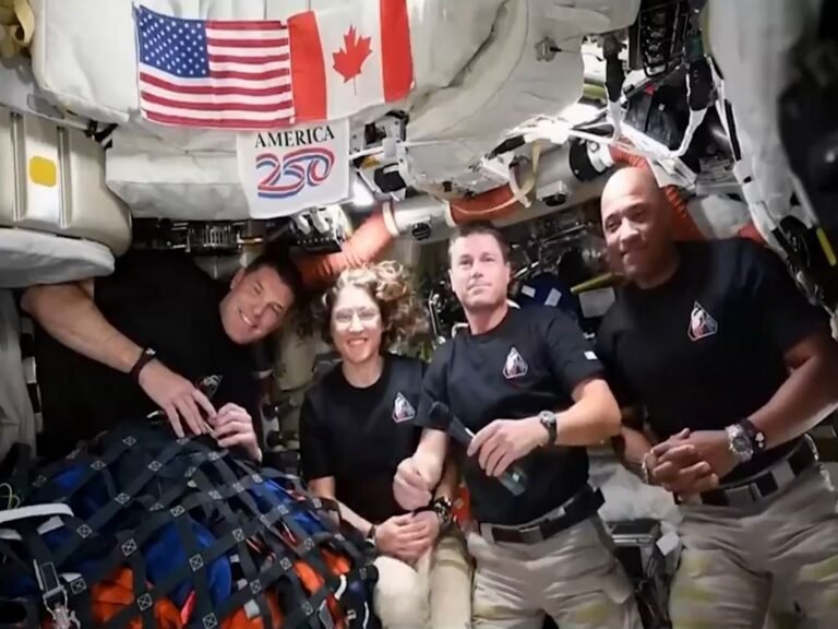 US President Donald Trump speaks to Artemis II crew