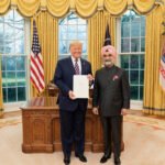 US President Donald Trump with Delhi LG Taranjit Singh Sandhu