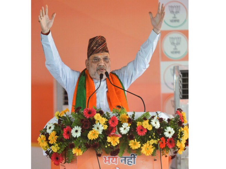 Union Minister Amit Shah at a BJP rally in West Bengal